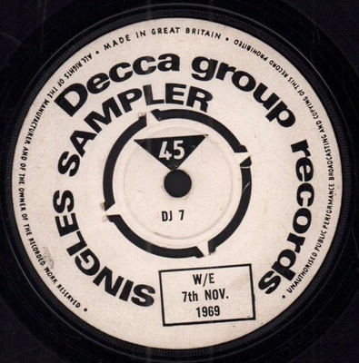 Various Artists Decca Group Records Singles Sampler W/E 7th Nov 1969 7" vinyl UK - Bild 1 von 2