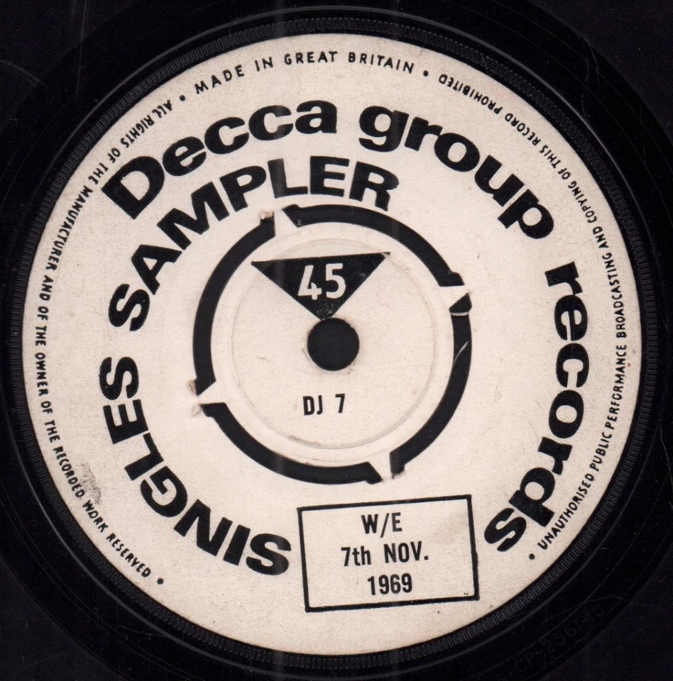 Various Artists Decca Group Records Singles Sampler W/E 7th Nov 1969 7" vinyl UK - Bild 1 von 2
