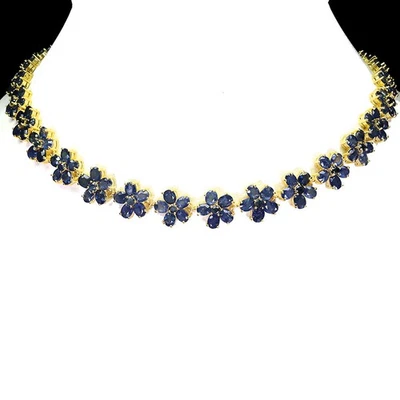 Collar de plata de ley 925 ovalado zafiro azul 5x4 mm joyas de piedras preciosas 18 pulgadas Foto 1 de 4