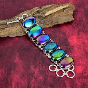Aura Flash Labradorite Gemstone 925 Sterling Silver Jewelry Bracelet  Love Gift - Picture 1 of 5