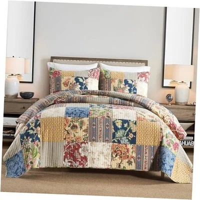 Cotton Bedspread Quilt Sets Reversible Bedding King size Luxury Vintage Floral - Image 1 of 4