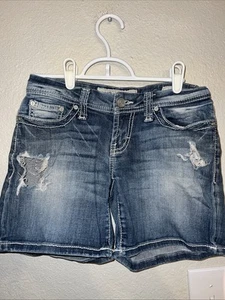 BKE Denim Shorts Womens SZ 25 Stella Low Rise Distressed Stretch Jeans 26x6 - Picture 1 of 8