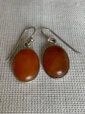 Barse 925 Sterling Silver gemstone earrings oval round dangle Vintage estate - Image 1 of 4
