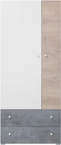 Kleiderschrank SIGMA SI3 zweitüriger 80 cm Jugendgarderobe mit Schubladen Eiche - Bild 1 von 5