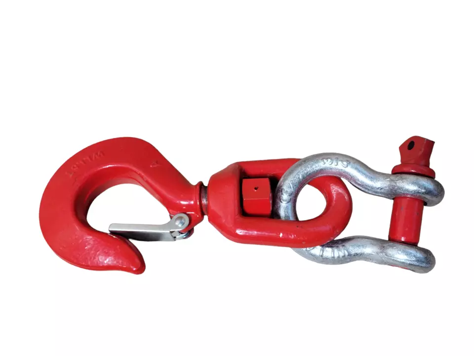 NEW WLL5T 5 TON Alloy Swivel Hook w/ Latch & 3/4" Anchor Shackle WLL43/4T Silver - Image 1 of 4