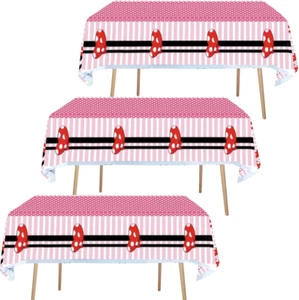 3Pc Mouse Tablecloth Mouse Party Supplies Disposable Pink Bow Plastic Table Cove - Picture 1 of 7