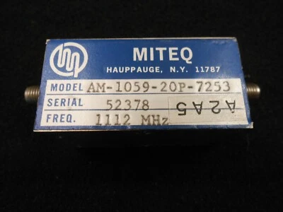 MITEQ 1112 MHz AMPLIFIER, P/N AM-1-59-20P-7253, SMA, +20 VOLTS - Image 1 of 4