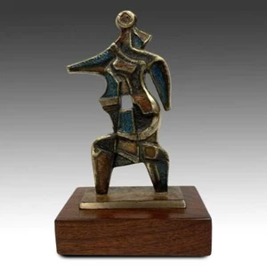 ABSTRAKTE SKULPTUR HOPSCOTCH FRAU JIM BASS BRONZEGUSS LTD ED SIGNIERT 1/5 2002 - Bild 1 von 4