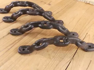 4 Large Cast Iron Antique style CHAIN Barn Handle, Gate Pull, Shed Door Handles - Picture 1 of 10