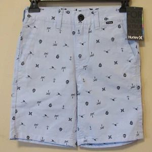 NWT Hurley Boys sz 8 Getaway Walk Shorts Oxford Schiffly Skull Anchor Palm Wave - Picture 1 of 4