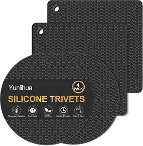 4 Pack Silicone Trivet Mats Pot Holders Non Slip Hot Pads Kitchen Pot Holders - Picture 1 of 5