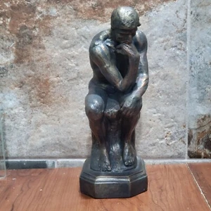 The Thinker Thinking Man Nude Male Figure Bronze Sculpture Statue - Picture 1 of 12