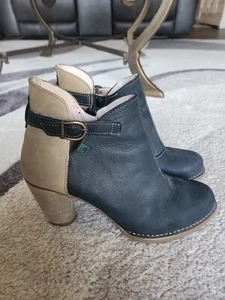 Womens El Naturalista Colibri N472 Black/Tan Leather Ankle Boots Size 39 US 8 - Picture 1 of 7