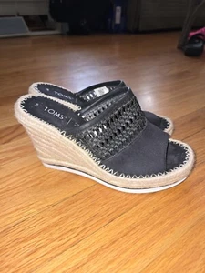 Sandalias de cuña Toms negras para mujer talla 7 - Imagen 1 de 9