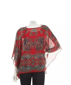 Linea by Louis Dell'Olio Womens 3X Paisley Border Print Caftan & Tank Red NWT - Picture 1 of 4