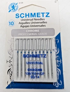 Schmetz 10 Chrome Universal Sewing Machine Needles Size 90/14 #4134 - Picture 1 of 2