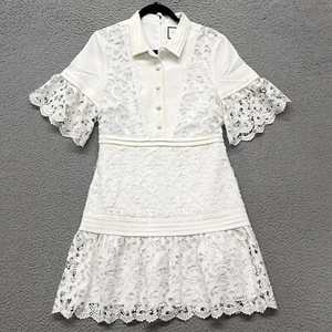 Alexis Dress Womens XL White Lace Liberty Collared Easter Girly Minimal Bridal - Picture 1 of 12