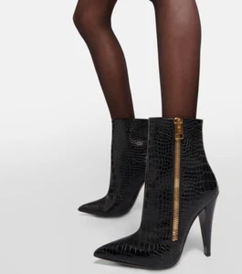 NEW TOM FORD BLACK CROC PRINT LEATHER BOOTS SIZE 41 US 11 MADE IN ITALY $2,150 - Picture 1 of 9
