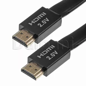 New 6ft Premium High Speed Flat V2.0 HDMI Cable 4K Ultra HD 1080P 720P Black - Picture 1 of 3