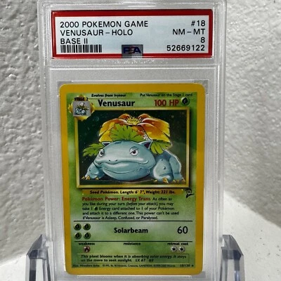 2000 Pokemon Base Set 2 Venusaur Holo #18/130 - PSA 8 NEAR MINT / MINT - Image 1 of 4