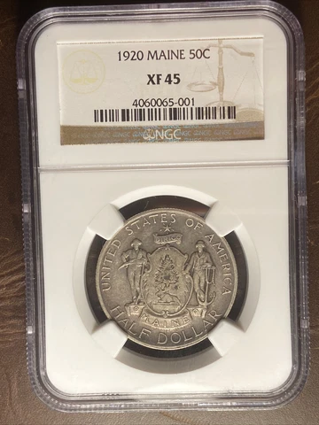 1920 Maine Commemorative Silver Half Dollar Xf45 NGC Cover