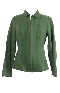 COLDWATER CREEK Womens Jacket Green Jacquard Full Zip Long Sleeve Blazer Sz 8 - Picture 1 of 3