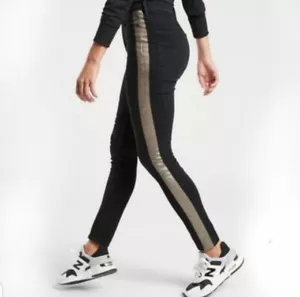 Athleta Sculptek™ schwarze Denim Jeans Größe 12 schmal seitlich Smoking Streifen makelloser Zustand - Bild 1 von 9