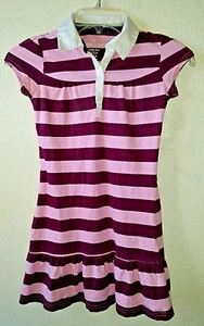 Cute Girl's Size 7/8 FADED GLORY Striped Dress Long Top Short Sleeves Plum Pink - Picture 1 of 10