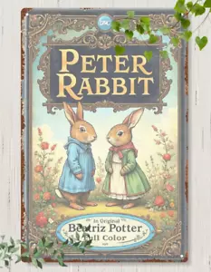 METALLKUNST - Peter Rabbit, 8x12 Zoll Wandkunst, vorgebohrte Löcher - Bild 1 von 6
