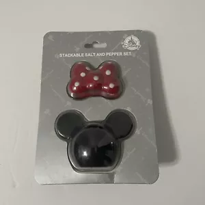Disney Parks Mickey Minnie Mouse Stackable Salt and Pepper Shakers Ceramic - Picture 1 of 3