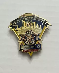 Spilla commemorativa 1 3/4" NFL Super Bowl XXVI Minneapolis 1992 - Foto 1 di 1