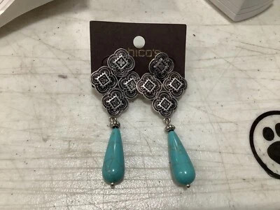 Chico’s Black Label Silver , Turquoise Dangle Earrings - Image 1 of 2