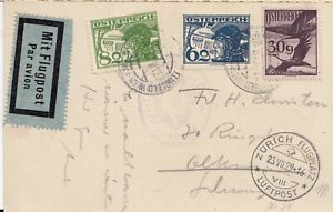 Pocztówka pocztowa Austria poczta lotnicza, 1929