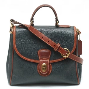 Vintage Coach Sheridan Navy Brown Full Grain Leather Crossbody Top Handle Bag - Bild 1 von 22