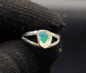 Raw Fire Ethiopian Opal Ring, Sterling Silver Handmade Ring, Christmas Gifts Her - Picture 1 of 3