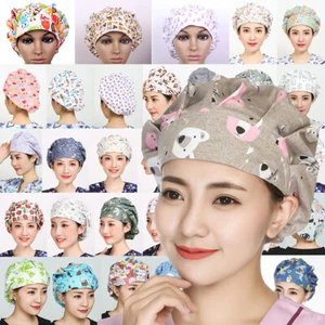 Animals Printed Scrubs Cap Hat Floral Printing Hat Work Accessories Women Men's - Picture 1 of 115