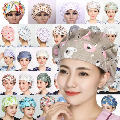 Animals Printed Scrubs Cap Hat Floral Printing Hat Work Accessories Women Men's - Image 1 of 4