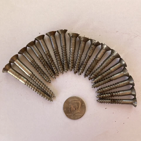 Lot of 17 Antique Reclaimed Wood Screws 2.5-3" Length Flat Head Steampunk/Yacht Cover