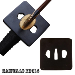 Square Black Iron Tsuba Hand Guard For Japanese Samurai Sword Katana Wakizashi - Picture 1 of 4