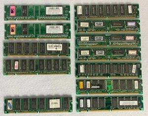 RAM 168 PIN, PC100 & PC133, FROM 16MB TO 256MB, 12 STICKS IN TOTAL - Picture 1 of 8
