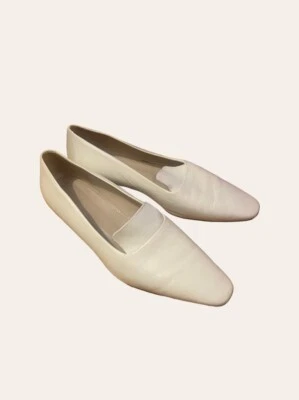 Theory Cidran Leather Loafers Ivory Size 39 - Image 1 of 4