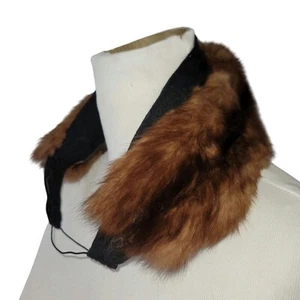 Cuello de piel de visón marrón vintage hecho a mano con forro 18" - Imagen 1 de 11