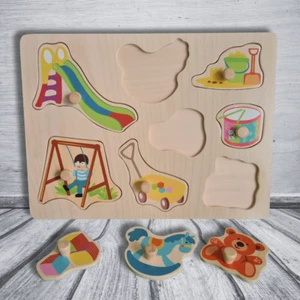Wooden Preschool Jigsaw Peg Puzzle, Preschool Toys Themed Educational Toy - Picture 1 of 6