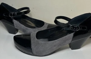 Dansko Bonnie decolte Mary Jane grigio scamosciato nero vernice tacco alto - Foto 1 di 17