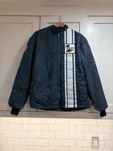 VTG COBRA TRIBUTE NAVY JACKET - 1970'S - M - COBRA/FORD/USA - FAUX FUR - 3POCKET - Picture 1 of 19