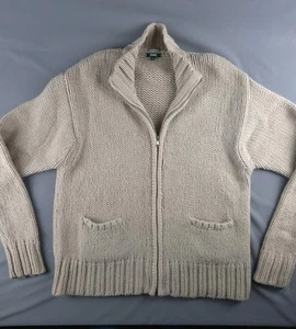 Paul Smith XL Alpaka Mischung schwerer Strick beige durchgehender Reißverschluss Strickjacke - Bild 1 von 18