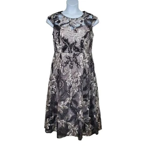 R&M Richards Damen Champagner Pailletten bestickt A-Linie Kleid Größe 12 Neu mit Etikett - Bild 1 von 7