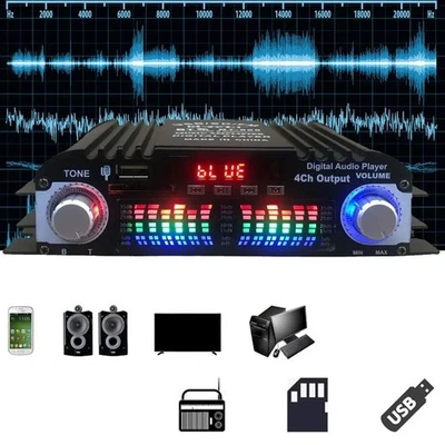 1600W Bluetooth Verstärker Vollverstärker HiFi Stereo Amplifier Digital FM USB - Bild 1 von 4