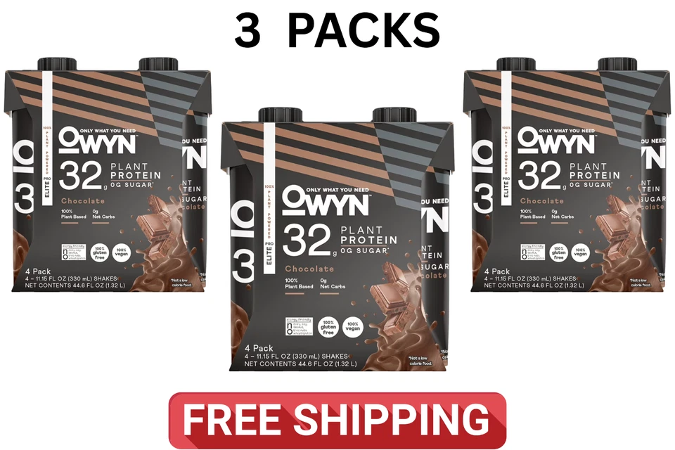 (12 Pack) OWYN Pro Elite Protein Shake, Chocolate, 32g 100% Vegan Delicious - Image 1 of 1