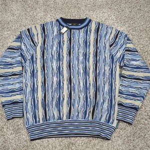 NEW F/X Fusion Sweater Mens Large Coogi Style 90s Hip Hop Rap Biggie 3D Knit - Picture 1 of 6